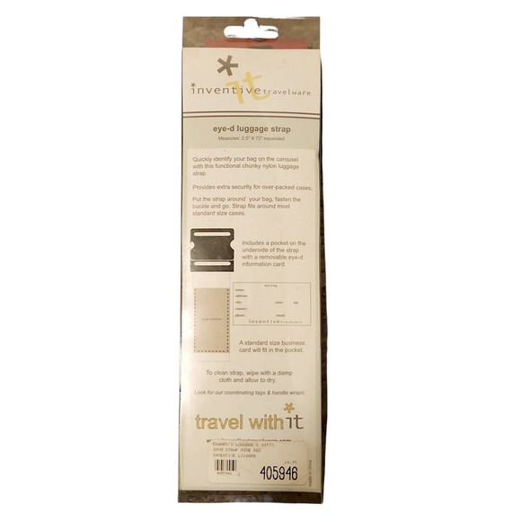 Inventive Travelware Eye-d Luggage Strap Red W/ Spellout MINE ID Holder Included - Picture 4 of 4